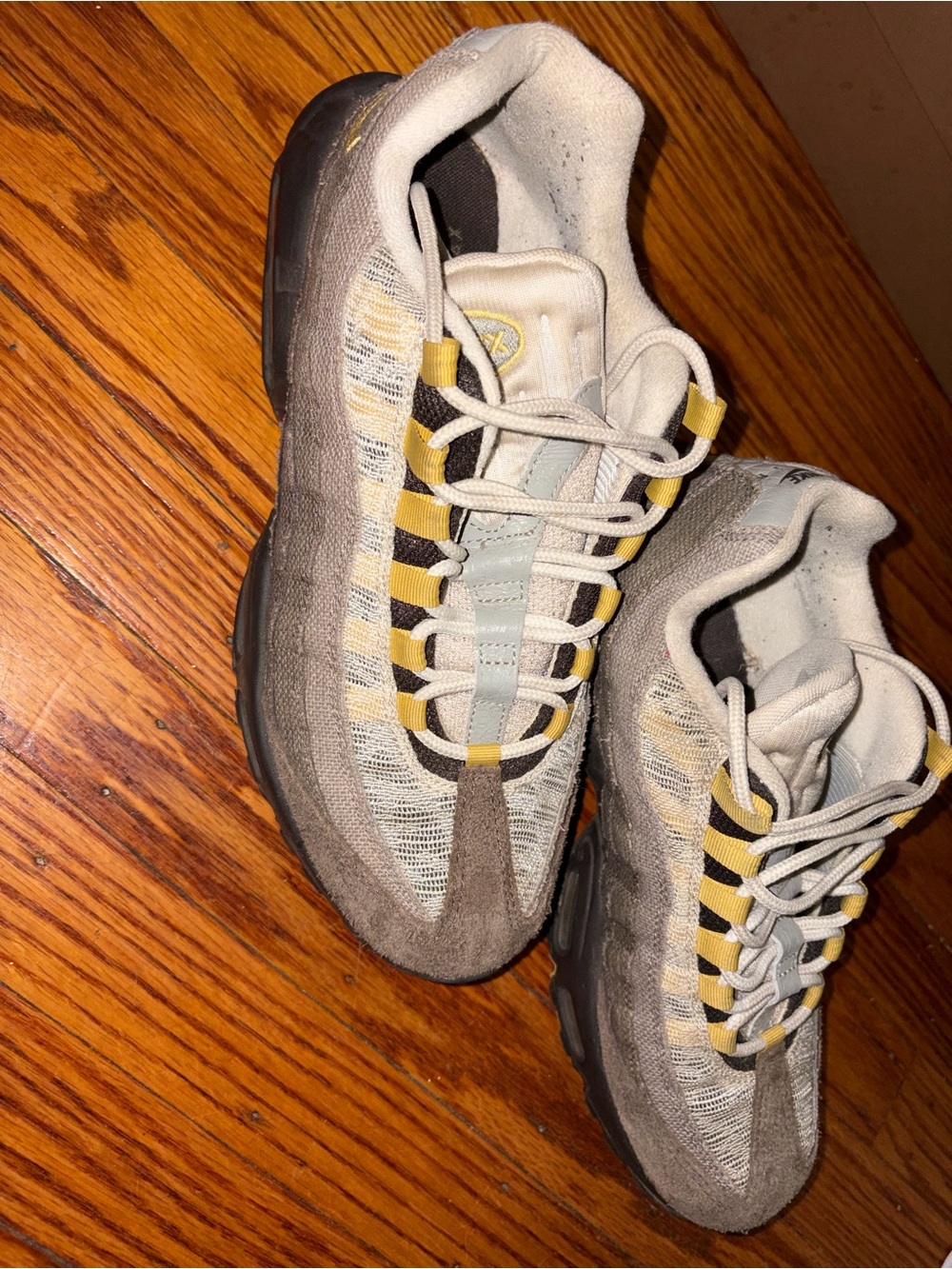 Light Gray and Yellow Air Max 95’